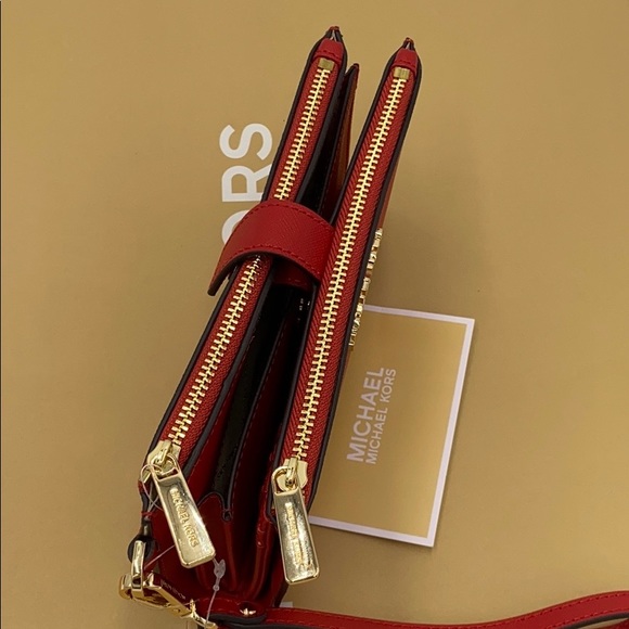 MICHAEL KORS LARGE DOUBLE ZIP WRISTLET  FLAME - Picture 4 of 16